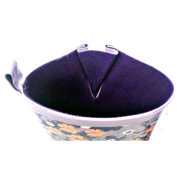 Women Rain Boots, 11" Mid-Calf Purple Flower Rubber - Picture 5 of 6